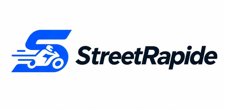 StreetRapide logo featuring blue scooter icon and company name in black text