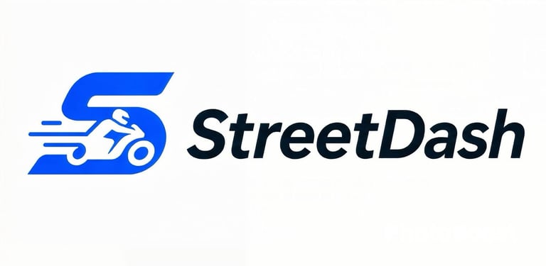 StreetRapide logo featuring a blue delivery scooter icon with the company name